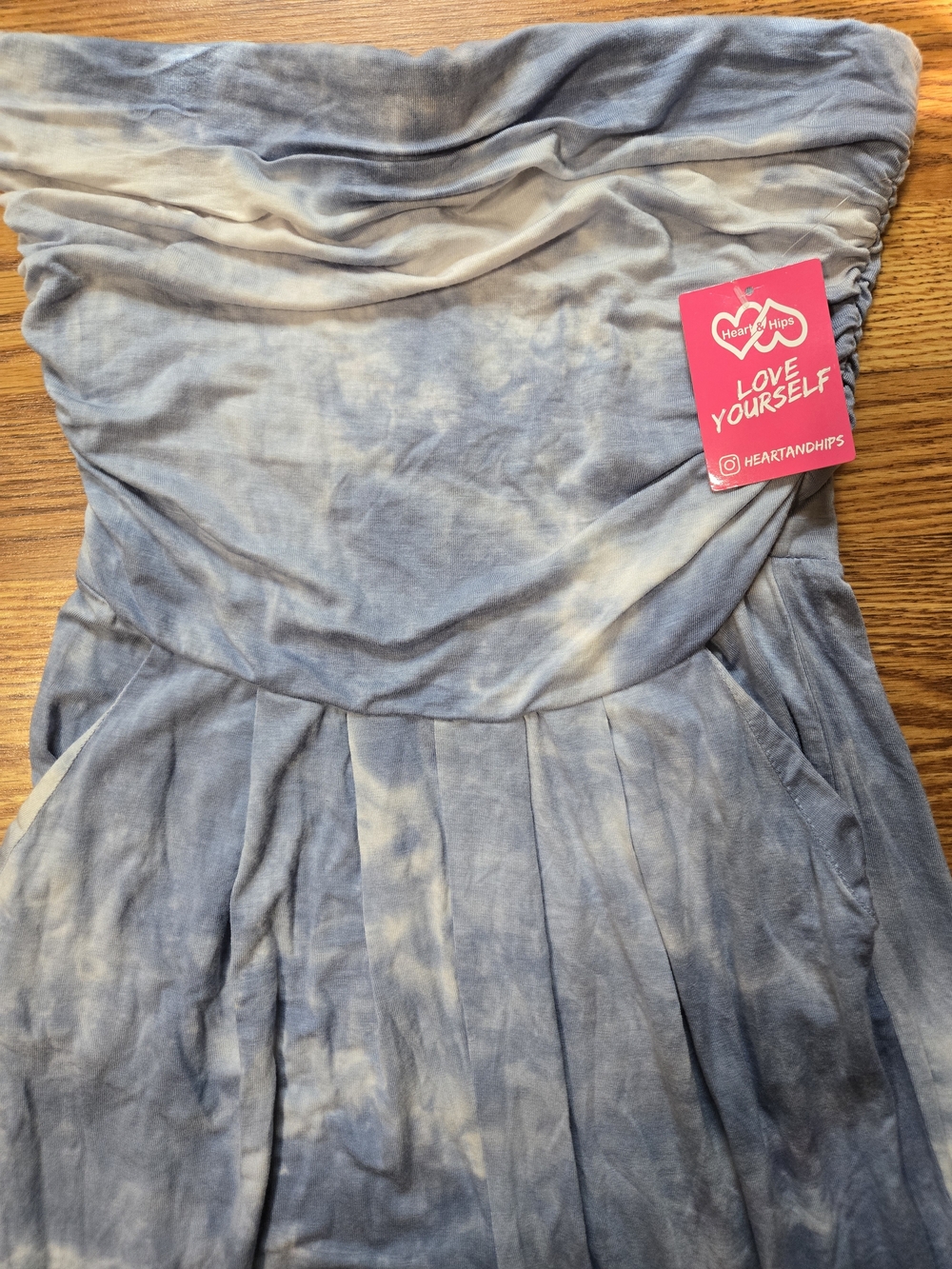 NWT Heart & Hips Strapless Blue Tie-Dye Jumpsuit Sz M - Picture 5 of 6